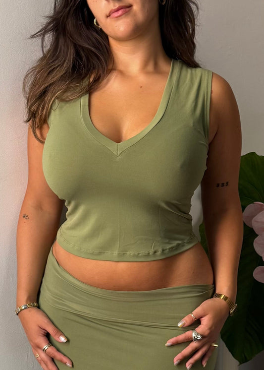 V neck tank- Matcha