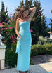 Draped strapless bamboo dress - Aquamarine