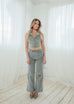 Corduroy flare pant - Cadet grey with dark grey contrast stitching